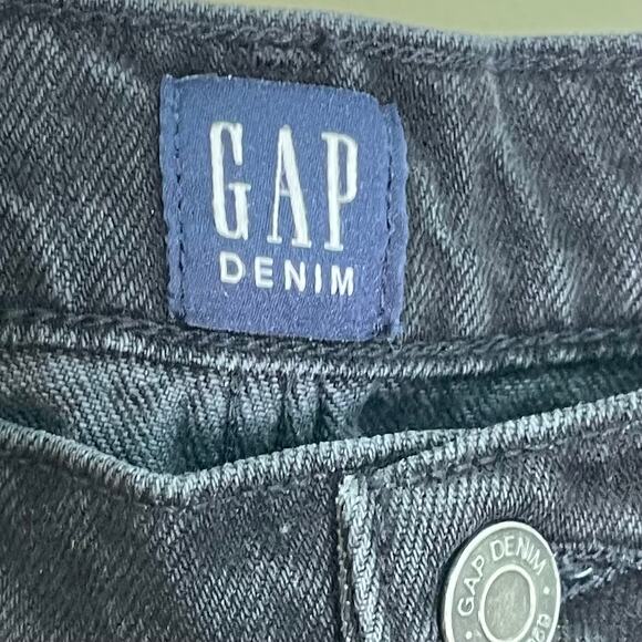 GAP Denim Women's Size 12/31P Black High Rise Tapered Leg Cropped Mom Jeans - Picture 4 of 7